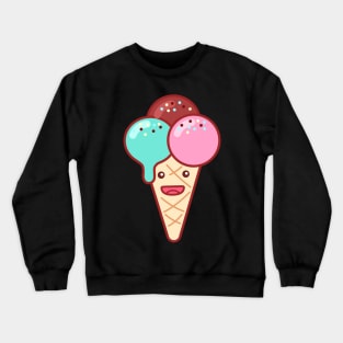 Triple Scoop Ice Cream Emoji Minimal Crewneck Sweatshirt